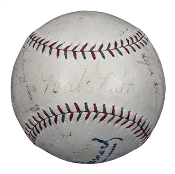 1929 New York Yankees Team Signed OAL Barnard Baseball With 20 Signatures Including Babe Ruth & Lou Gehrig (PSA/DNA)